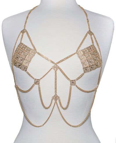 Dripping Body Chain Top - Gold