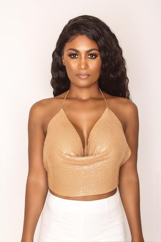 Dripping Body Chain Top - Rose Gold