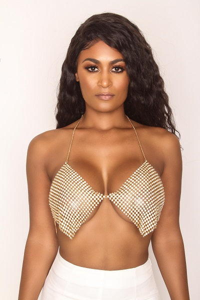 Sparkle Body Chain Top - Gold